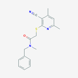 molecular formula C18H19N3OS B5966269 N-benzyl-2-[(3-cyano-4,6-dimethylpyridin-2-yl)thio]-N-methylacetamide 
