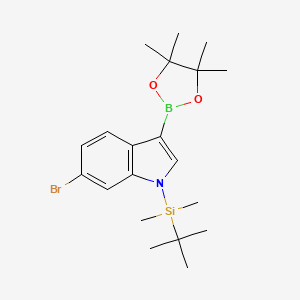 molecular formula C20H31BBrNO2Si B596628 6-溴-1-（叔丁基二甲基甲硅烷基）吲哚-3-硼酸二缩水甘醇酯 CAS No. 1256358-99-2