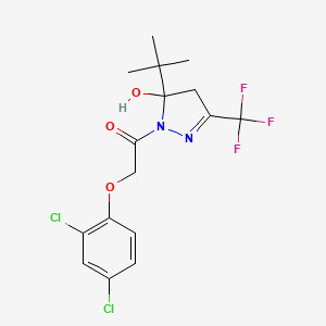 molecular formula C16H17Cl2F3N2O3 B5966306 5-tert-butyl-1-[(2,4-dichlorophenoxy)acetyl]-3-(trifluoromethyl)-4,5-dihydro-1H-pyrazol-5-ol 
