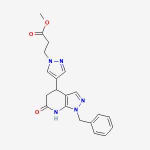 molecular formula C20H21N5O3 B5966328 methyl 3-[4-(1-benzyl-6-oxo-4,5,6,7-tetrahydro-1H-pyrazolo[3,4-b]pyridin-4-yl)-1H-pyrazol-1-yl]propanoate 