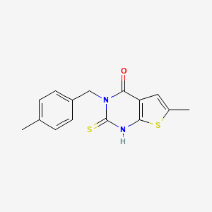 molecular formula C15H14N2OS2 B5966354 2-mercapto-6-methyl-3-(4-methylbenzyl)thieno[2,3-d]pyrimidin-4(3H)-one 
