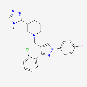 molecular formula C24H24ClFN6 B5966395 1-{[3-(2-chlorophenyl)-1-(4-fluorophenyl)-1H-pyrazol-4-yl]methyl}-3-(4-methyl-4H-1,2,4-triazol-3-yl)piperidine 