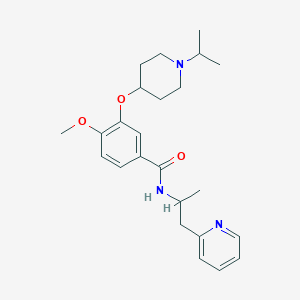 molecular formula C24H33N3O3 B5966402 3-[(1-isopropyl-4-piperidinyl)oxy]-4-methoxy-N-[1-methyl-2-(2-pyridinyl)ethyl]benzamide 