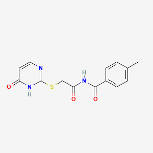 molecular formula C14H13N3O3S B5966413 N-{[(4-hydroxypyrimidin-2-yl)thio]acetyl}-4-methylbenzamide 
