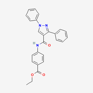 molecular formula C25H21N3O3 B5966426 ethyl 4-{[(1,3-diphenyl-1H-pyrazol-4-yl)carbonyl]amino}benzoate 