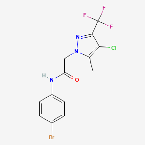 molecular formula C13H10BrClF3N3O B5966451 N-(4-bromophenyl)-2-[4-chloro-5-methyl-3-(trifluoromethyl)-1H-pyrazol-1-yl]acetamide 