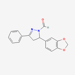 molecular formula C17H14N2O3 B5966457 5-(1,3-benzodioxol-5-yl)-3-phenyl-4,5-dihydro-1H-pyrazole-1-carbaldehyde 