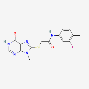 N-(3-fluoro-4-methylphenyl)-2-[(9-methyl-6-oxo-6,9-dihydro-1H-purin-8-yl)thio]acetamide
