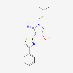 molecular formula C18H21N3OS B5966468 5-amino-1-(3-methylbutyl)-4-(4-phenyl-1,3-thiazol-2-yl)-1,2-dihydro-3H-pyrrol-3-one 