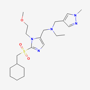 molecular formula C21H35N5O3S B5966518 N-{[2-[(cyclohexylmethyl)sulfonyl]-1-(2-methoxyethyl)-1H-imidazol-5-yl]methyl}-N-[(1-methyl-1H-pyrazol-4-yl)methyl]ethanamine 