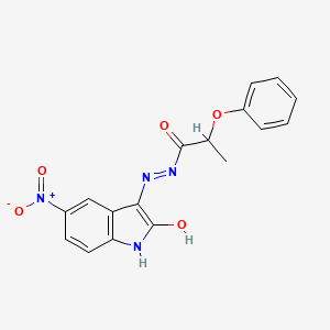 N'-(2-hydroxy-5-nitro-3H-indol-3-ylidene)-2-phenoxypropanohydrazide