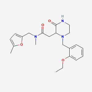 molecular formula C22H29N3O4 B5966551 2-[1-(2-ethoxybenzyl)-3-oxo-2-piperazinyl]-N-methyl-N-[(5-methyl-2-furyl)methyl]acetamide 