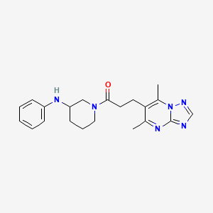 molecular formula C21H26N6O B5966577 1-[3-(5,7-dimethyl[1,2,4]triazolo[1,5-a]pyrimidin-6-yl)propanoyl]-N-phenyl-3-piperidinamine 
