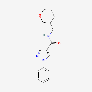 molecular formula C16H19N3O2 B5966584 1-phenyl-N-(tetrahydro-2H-pyran-3-ylmethyl)-1H-pyrazole-4-carboxamide 