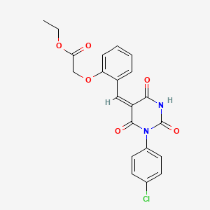 molecular formula C21H17ClN2O6 B5966617 ethyl (2-{[1-(4-chlorophenyl)-2,4,6-trioxotetrahydro-5(2H)-pyrimidinylidene]methyl}phenoxy)acetate 