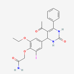 2-[4-(5-acetyl-2-oxo-6-phenyl-1,2,3,4-tetrahydro-4-pyrimidinyl)-2-ethoxy-6-iodophenoxy]acetamide