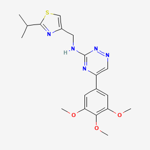 molecular formula C19H23N5O3S B5966687 N-[(2-isopropyl-1,3-thiazol-4-yl)methyl]-5-(3,4,5-trimethoxyphenyl)-1,2,4-triazin-3-amine 