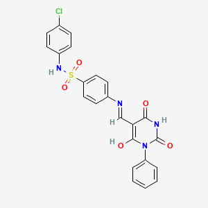 molecular formula C23H17ClN4O5S B5966755 N-(4-chlorophenyl)-4-{[(2,4,6-trioxo-1-phenyltetrahydro-5(2H)-pyrimidinylidene)methyl]amino}benzenesulfonamide 