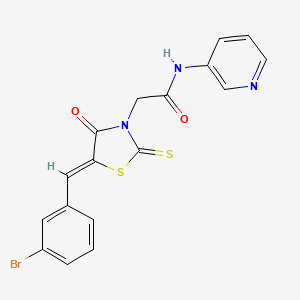 molecular formula C17H12BrN3O2S2 B5966778 2-[5-(3-bromobenzylidene)-4-oxo-2-thioxo-1,3-thiazolidin-3-yl]-N-3-pyridinylacetamide CAS No. 6124-31-8