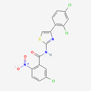 molecular formula C16H8Cl3N3O3S B5966826 5-chloro-N-[4-(2,4-dichlorophenyl)-1,3-thiazol-2-yl]-2-nitrobenzamide 