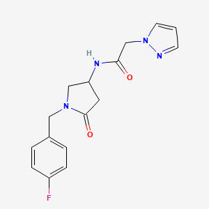 molecular formula C16H17FN4O2 B5966840 N-[1-(4-fluorobenzyl)-5-oxo-3-pyrrolidinyl]-2-(1H-pyrazol-1-yl)acetamide 