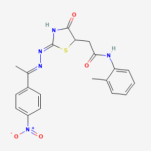 2-(4-hydroxy-2-{[1-(4-nitrophenyl)ethylidene]hydrazono}-2,5-dihydro-1,3-thiazol-5-yl)-N-(2-methylphenyl)acetamide