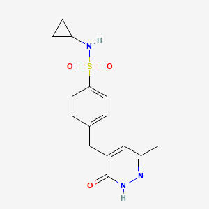 molecular formula C15H17N3O3S B5966856 N-cyclopropyl-4-[(6-methyl-3-oxo-2,3-dihydro-4-pyridazinyl)methyl]benzenesulfonamide 