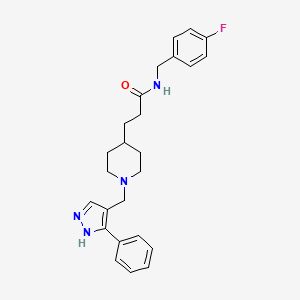 molecular formula C25H29FN4O B5966885 N-(4-fluorobenzyl)-3-{1-[(3-phenyl-1H-pyrazol-4-yl)methyl]-4-piperidinyl}propanamide 