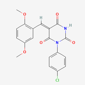molecular formula C19H15ClN2O5 B5966901 1-(4-chlorophenyl)-5-(2,5-dimethoxybenzylidene)-2,4,6(1H,3H,5H)-pyrimidinetrione 