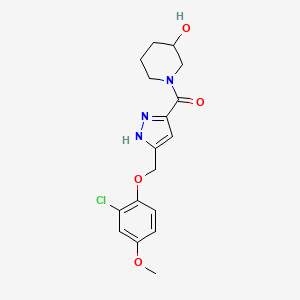 molecular formula C17H20ClN3O4 B5966923 1-({5-[(2-chloro-4-methoxyphenoxy)methyl]-1H-pyrazol-3-yl}carbonyl)-3-piperidinol 