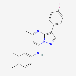 molecular formula C22H21FN4 B5966965 N-(3,4-dimethylphenyl)-3-(4-fluorophenyl)-2,5-dimethylpyrazolo[1,5-a]pyrimidin-7-amine 