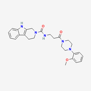 molecular formula C26H31N5O3 B5967017 N-{3-[4-(2-methoxyphenyl)-1-piperazinyl]-3-oxopropyl}-1,3,4,9-tetrahydro-2H-beta-carboline-2-carboxamide 