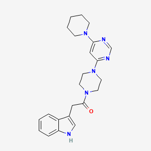 molecular formula C23H28N6O B5967125 3-(2-oxo-2-{4-[6-(1-piperidinyl)-4-pyrimidinyl]-1-piperazinyl}ethyl)-1H-indole 