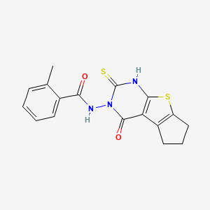 molecular formula C17H15N3O2S2 B5967155 N-(2-mercapto-4-oxo-6,7-dihydro-4H-cyclopenta[4,5]thieno[2,3-d]pyrimidin-3(5H)-yl)-2-methylbenzamide 