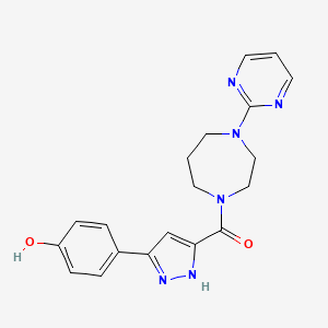 molecular formula C19H20N6O2 B5967164 4-(5-{[4-(2-pyrimidinyl)-1,4-diazepan-1-yl]carbonyl}-1H-pyrazol-3-yl)phenol 