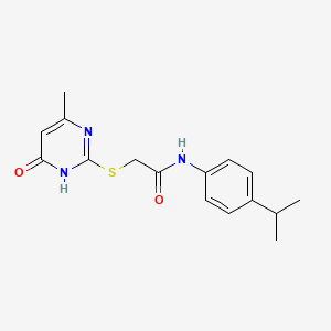 molecular formula C16H19N3O2S B5967199 N-(4-isopropylphenyl)-2-[(4-methyl-6-oxo-1,6-dihydropyrimidin-2-yl)thio]acetamide 