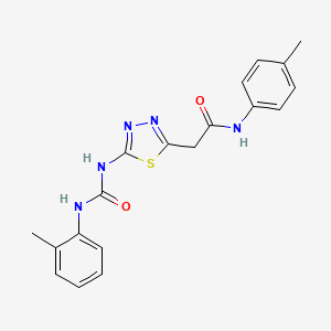 molecular formula C19H19N5O2S B5967256 N-(4-methylphenyl)-2-[5-({[(2-methylphenyl)amino]carbonyl}amino)-1,3,4-thiadiazol-2-yl]acetamide 