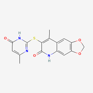 molecular formula C16H13N3O4S B5967269 8-methyl-7-[(4-methyl-6-oxo-1,6-dihydro-2-pyrimidinyl)thio][1,3]dioxolo[4,5-g]quinolin-6(5H)-one 