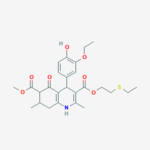 3-[2-(ethylthio)ethyl] 6-methyl 4-(3-ethoxy-4-hydroxyphenyl)-2,7-dimethyl-5-oxo-1,4,5,6,7,8-hexahydro-3,6-quinolinedicarboxylate