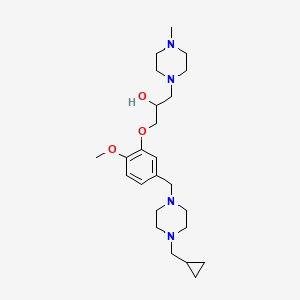 molecular formula C24H40N4O3 B5967282 1-(5-{[4-(cyclopropylmethyl)-1-piperazinyl]methyl}-2-methoxyphenoxy)-3-(4-methyl-1-piperazinyl)-2-propanol 