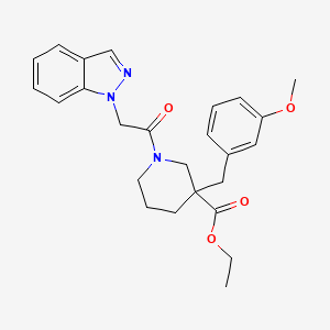 molecular formula C25H29N3O4 B5967309 ethyl 1-(1H-indazol-1-ylacetyl)-3-(3-methoxybenzyl)-3-piperidinecarboxylate 