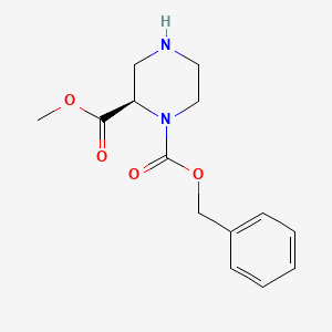 molecular formula C14H18N2O4 B596731 (r)-1-Benzyl 2-methyl piperazine-1,2-dicarboxylate CAS No. 1217598-28-1
