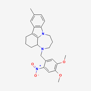molecular formula C25H29N3O4 B5967334 4-(4,5-dimethoxy-2-nitrobenzyl)-11-methyl-1,2,3,3a,4,5,6,7-octahydro[1,4]diazepino[3,2,1-jk]carbazole 