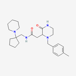 molecular formula C25H38N4O2 B5967337 2-[1-(4-methylbenzyl)-3-oxo-2-piperazinyl]-N-{[1-(1-piperidinyl)cyclopentyl]methyl}acetamide 