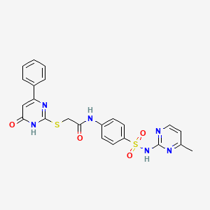 molecular formula C23H20N6O4S2 B5967359 N-(4-{[(4-methyl-2-pyrimidinyl)amino]sulfonyl}phenyl)-2-[(6-oxo-4-phenyl-1,6-dihydro-2-pyrimidinyl)thio]acetamide 