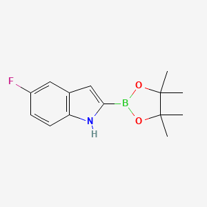 molecular formula C14H17BFNO2 B596745 5-氟-2-(4,4,5,5-四甲基-1,3,2-二氧杂硼环-2-基)-1H-吲哚 CAS No. 1256358-94-7