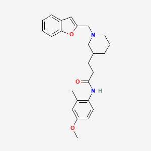 molecular formula C25H30N2O3 B5967494 3-[1-(1-benzofuran-2-ylmethyl)-3-piperidinyl]-N-(4-methoxy-2-methylphenyl)propanamide 