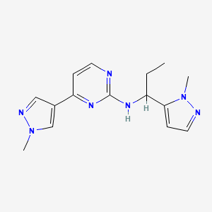 molecular formula C15H19N7 B5967501 4-(1-methyl-1H-pyrazol-4-yl)-N-[1-(1-methyl-1H-pyrazol-5-yl)propyl]pyrimidin-2-amine 