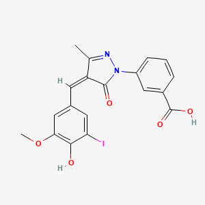 molecular formula C19H15IN2O5 B5967521 3-[4-(4-hydroxy-3-iodo-5-methoxybenzylidene)-3-methyl-5-oxo-4,5-dihydro-1H-pyrazol-1-yl]benzoic acid 