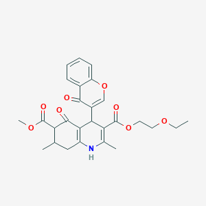 3-(2-ethoxyethyl) 6-methyl 2,7-dimethyl-5-oxo-4-(4-oxo-4H-chromen-3-yl)-1,4,5,6,7,8-hexahydro-3,6-quinolinedicarboxylate